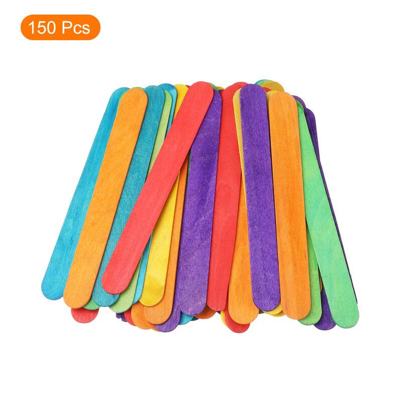 150Pcs Craft Sticks Ice Cream Sticks Wax Sticks for Craft Colored - Multicolor