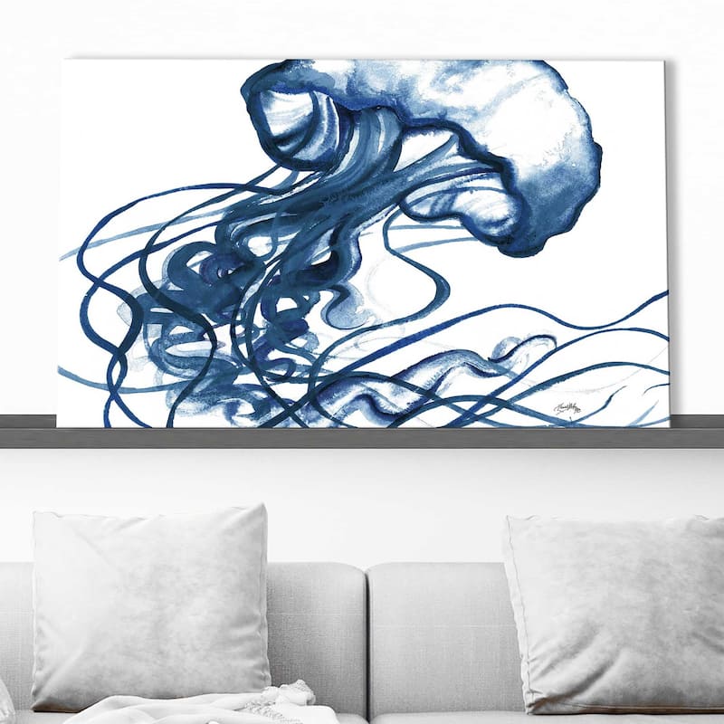"Jelly Fish In Blue" Print on Canvas