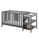 preview thumbnail 28 of 33, Storkcraft Pacific 4-in-1 Convertible Crib and Changer - 2 Open Shelves, Water-Resistant Vinyl Changing Pad with Safety Strap Grey