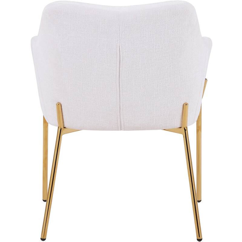 Zaire Upholstered Dining Chair in Velvet/Leather/Boucle with Gold Chrome Iron Set of 4