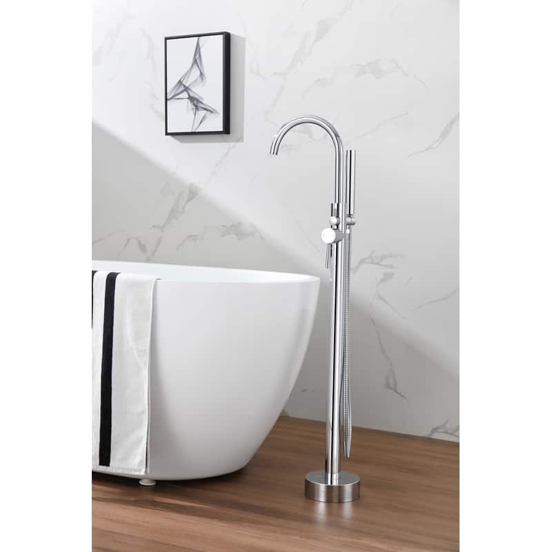Indigo Home Floor Mounted Roman Tub Faucet with Handshower
