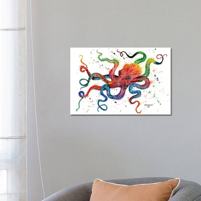 iCanvas "Rainbow Octopus" by Dave Bartholet Canvas Print - 18x26x1.5