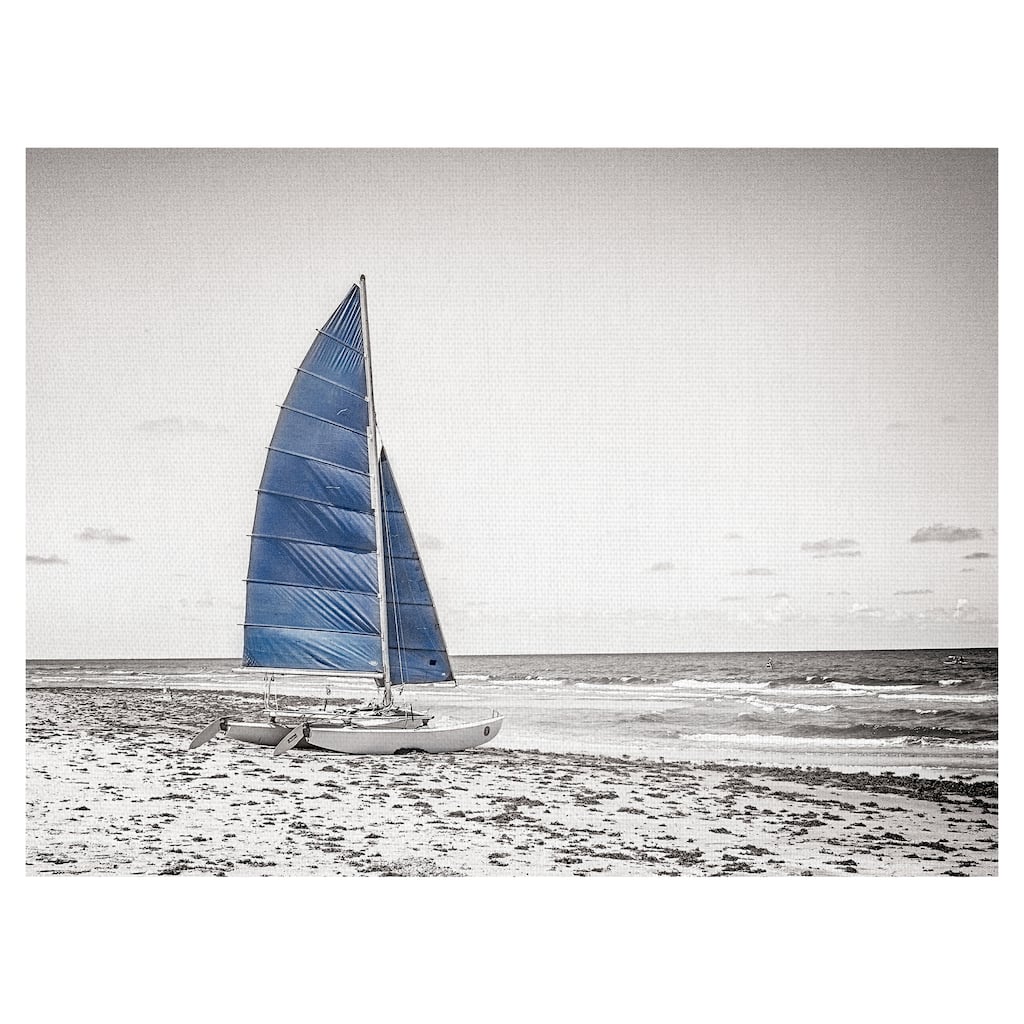 Blue Catamaran B&W by Flo Minton Canvas Art Print