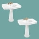 preview thumbnail 7 of 15, Darbyshire White Pedestal Sink with 8" Widespread Faucet Holes and Overflow (Set of 2)