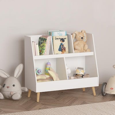 2-Tier Baby Storage Display Organizer with Legs,Kids Bookshelf and Toy Organizer
