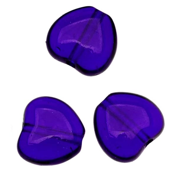 Czech Pressed Glass - Heart Shaped Beads 8.5x7.5mm Cobalt (25)