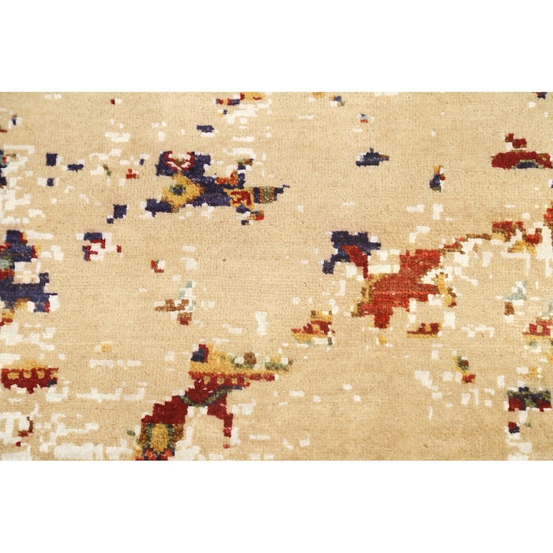 Wool/ Silk Vegetable Dye Distressed Oriental Tabriz Area Rug Handmade - 8'3" x 10'2"