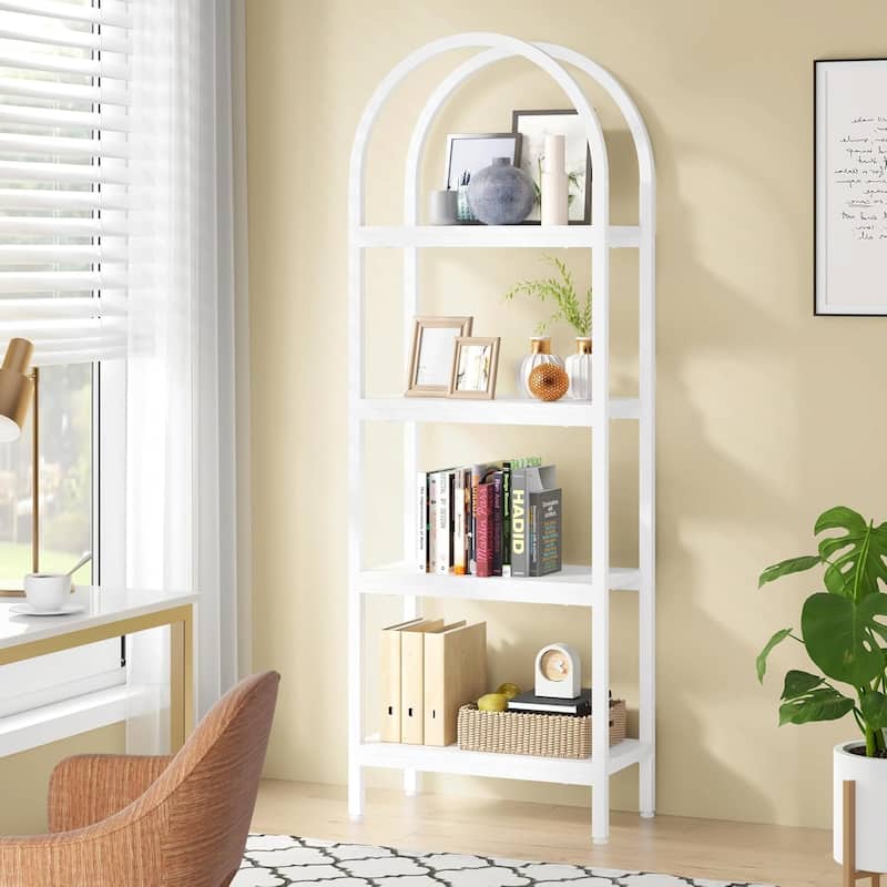 4-Tier Industrial Bookshelf, 70.8" Etagere Bookcase Free Standing Ladder Shelf for Living Room, Home Office