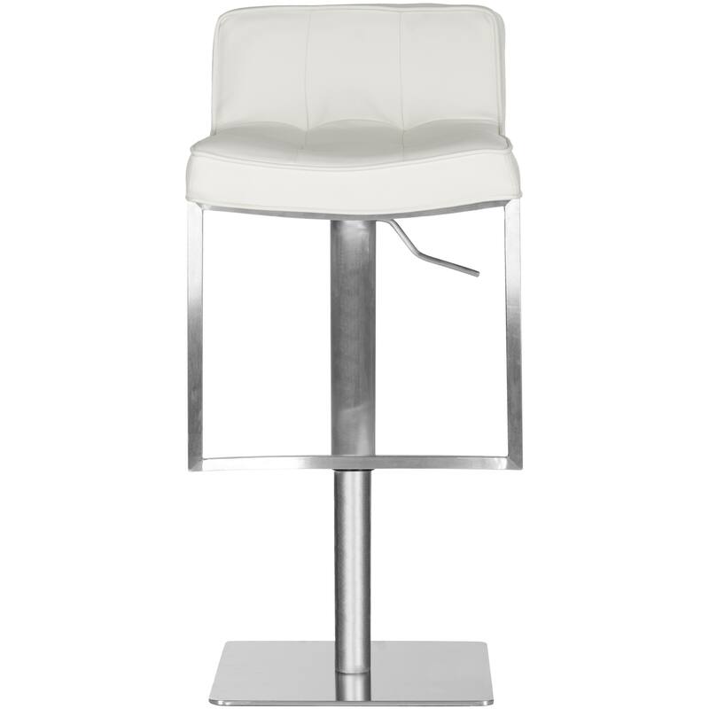 SAFAVIEH Lyndy 24.8-34.2-inch White Leather Adjustable Swivel Bar Stool - 20.1" x 16.5" x 29.9" - 20Wx17Dx30H
