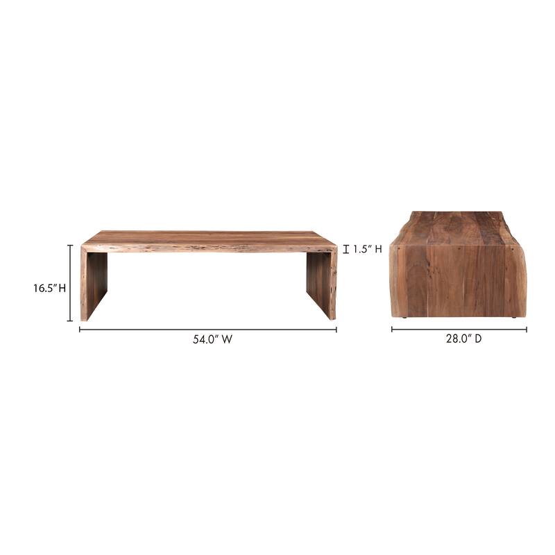 NADAAL STUDIOS Herald, Scandinavian Coffee Table Rectangular Shape Solid Acacia, Natural Finish