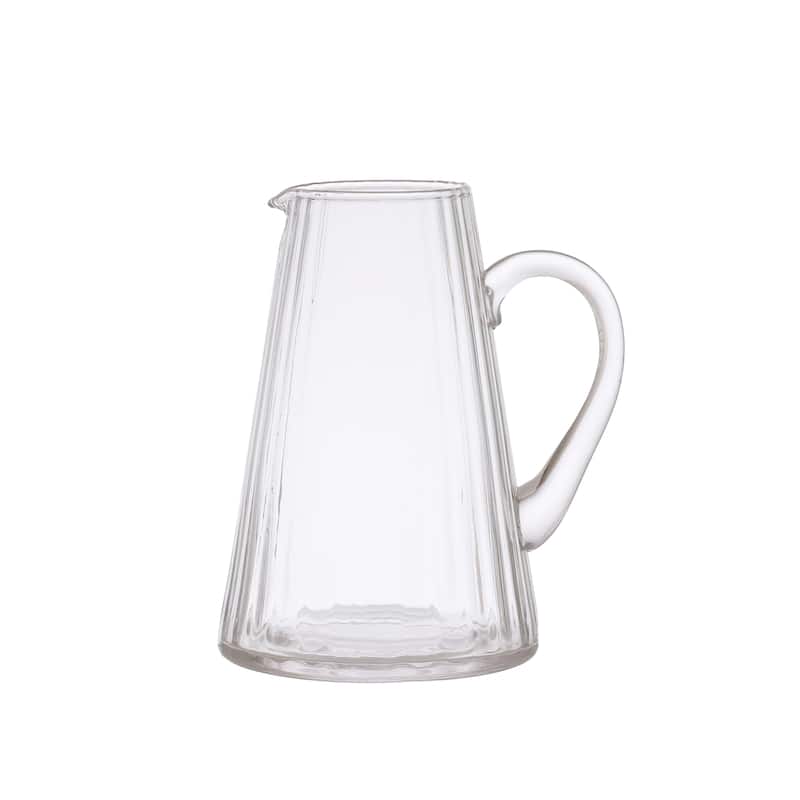 Ribbed Glass Pitcher - 5.9"L x 5.9"W x 8.4"H - 5.9"L x 5.9"W x 8.4"H - Clear