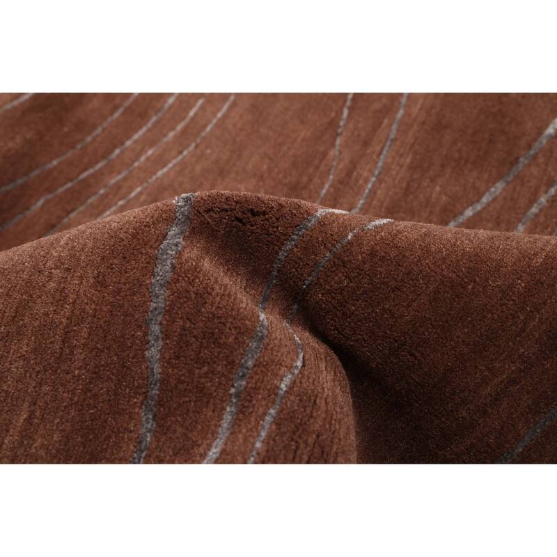 ECARPETGALLERY Hand-knotted Opulence Dark Brown Silk, Wool Rug - 8'1 x 10'0