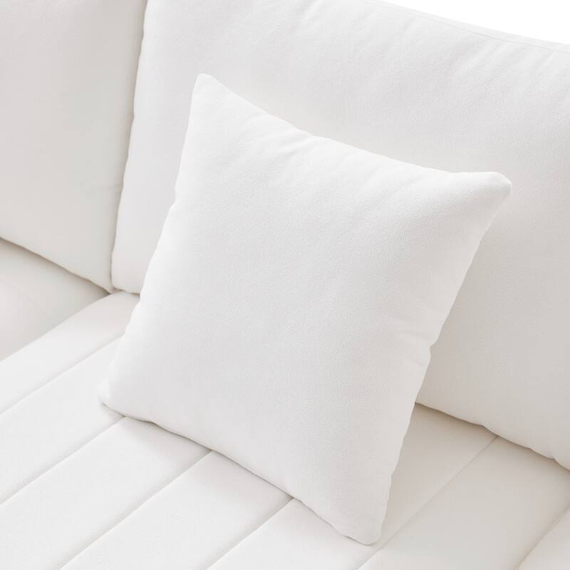 Modular L-Shaped Sectional Sofa with Movable Ottoman, 5 Seat Corner Couch with Throw Pillows, Comfy Cloud Upholstered Sofa