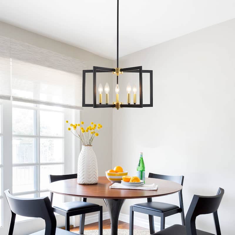 5-Light Modern Foyer Pendant Kitchen Island Candlestick Linear Chandelier Lighting for Dining Room