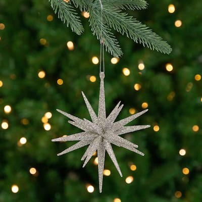 6" Silver Sparkling Starburst Hanging Christmas Ornament
