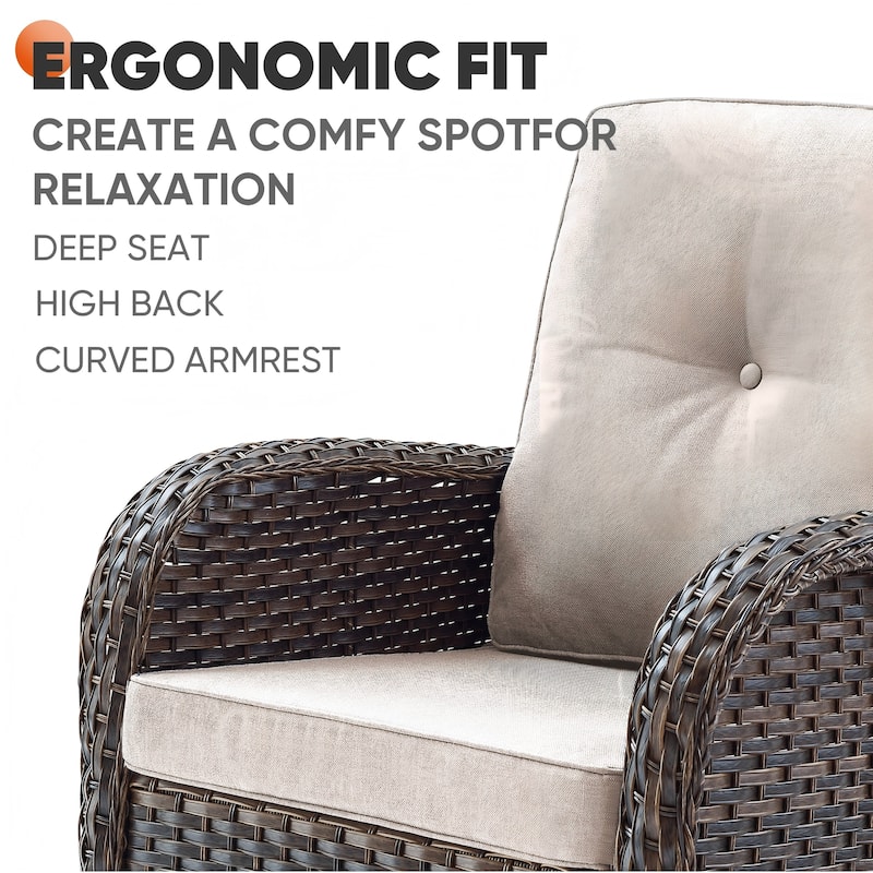 Pocassy 3-Piece Outdoor Rocking Chairs with Side Table Patio Rocker Chairs Bistro Set