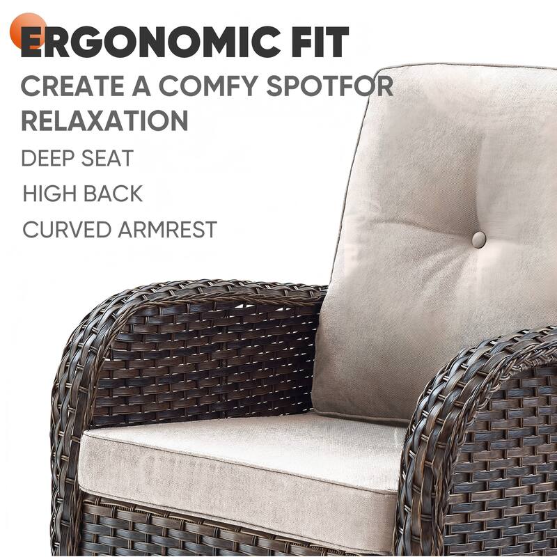 Pocassy 3 Pieces Outdoor Rocking Chairs with Side Table Patio Set.