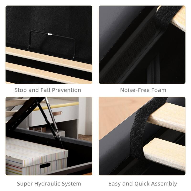 Full Size Lift-Up Storage Bed, White