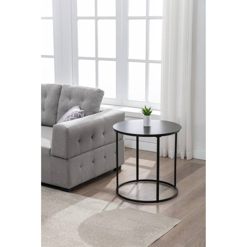 Landon Iron Round Side Table - Brown - Iron