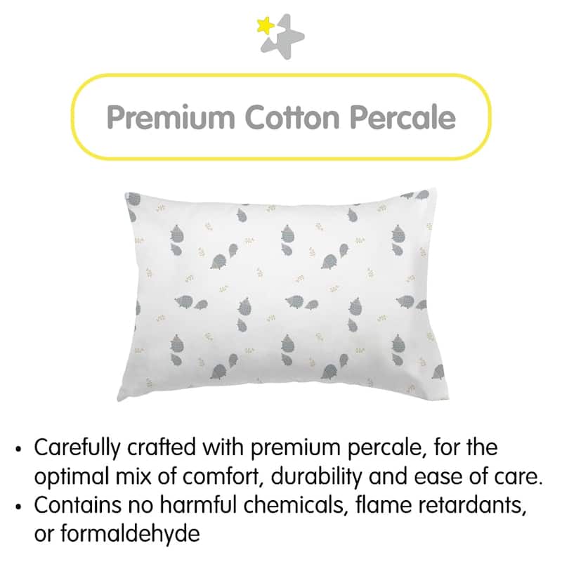 BreathableBaby Cotton Percale Pillowcase, For 13" x 18"/33 x 46 cm Toddler Pillow, Prints (2-Pack)