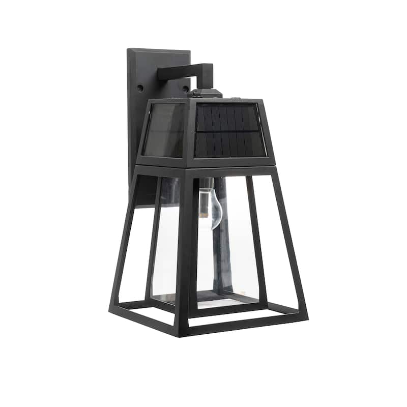 Gama Sonic Aria 1-Light Black Modern Outdoor Solar Wall Sconce Lantern