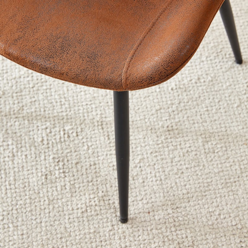 Suede Dining Chair with Curved Widened Cushion, Black Metal Legs, Armless Side Chair for Dining Room, Kitchens, Office