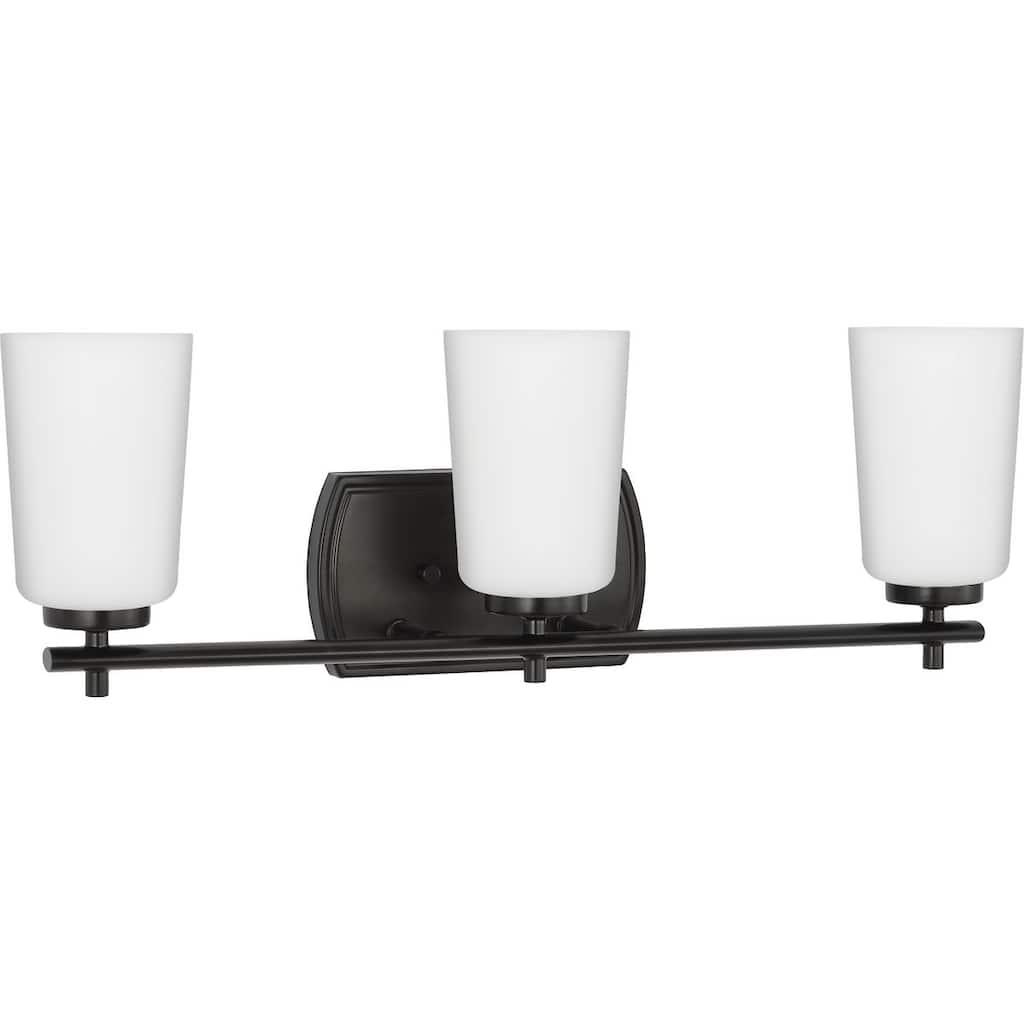 Adley Collection Three-Light Matte Black Etched Opal Glass New Traditional Bath Vanity Light - 23 in x 6 in x 7.625 in