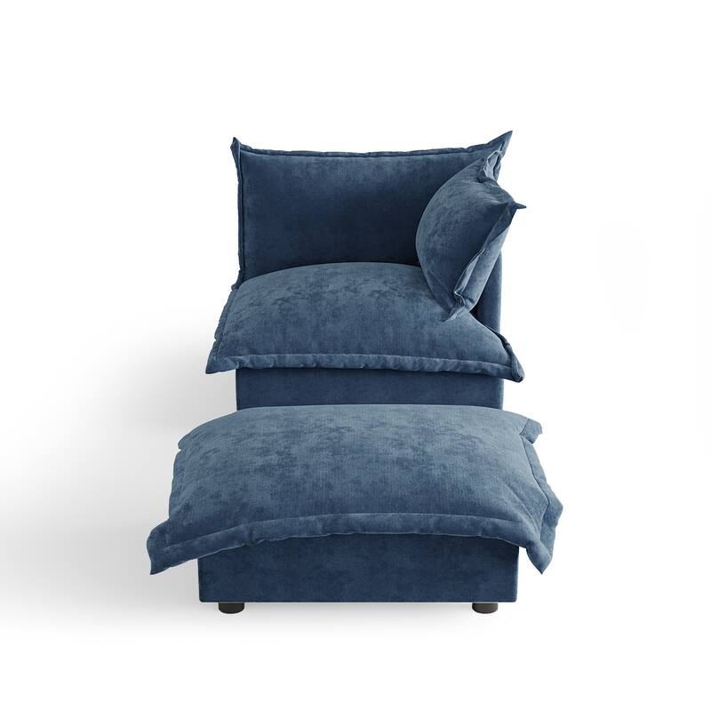 Casual 40"W Oversized Soft Comfy Cloud Chenille Chaise Lounge with Ottoman