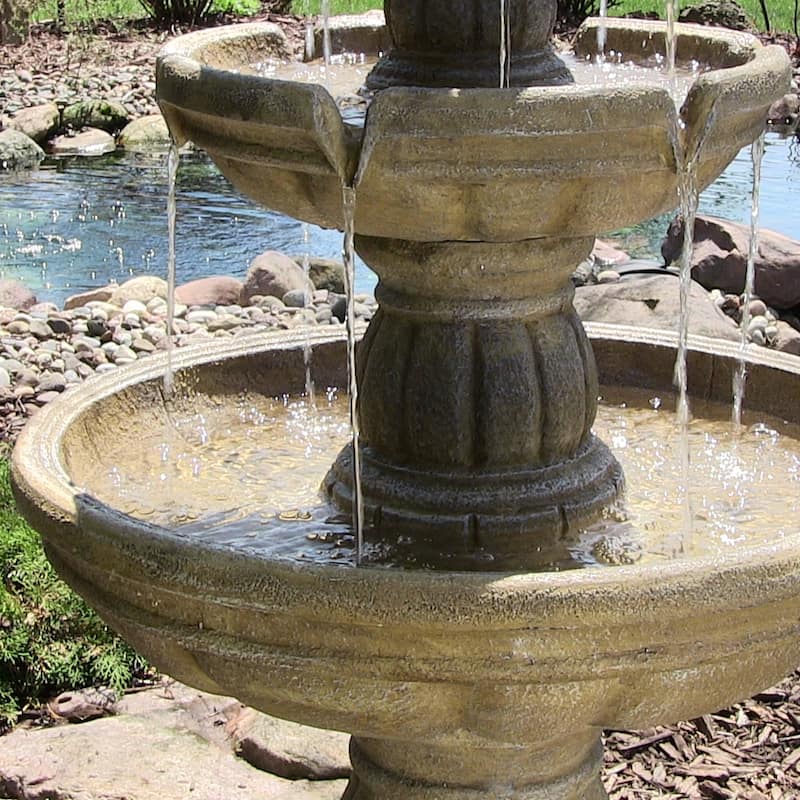 Sunnydaze 3-Tier Outdoor Water Fountain with Pump - 48" H
