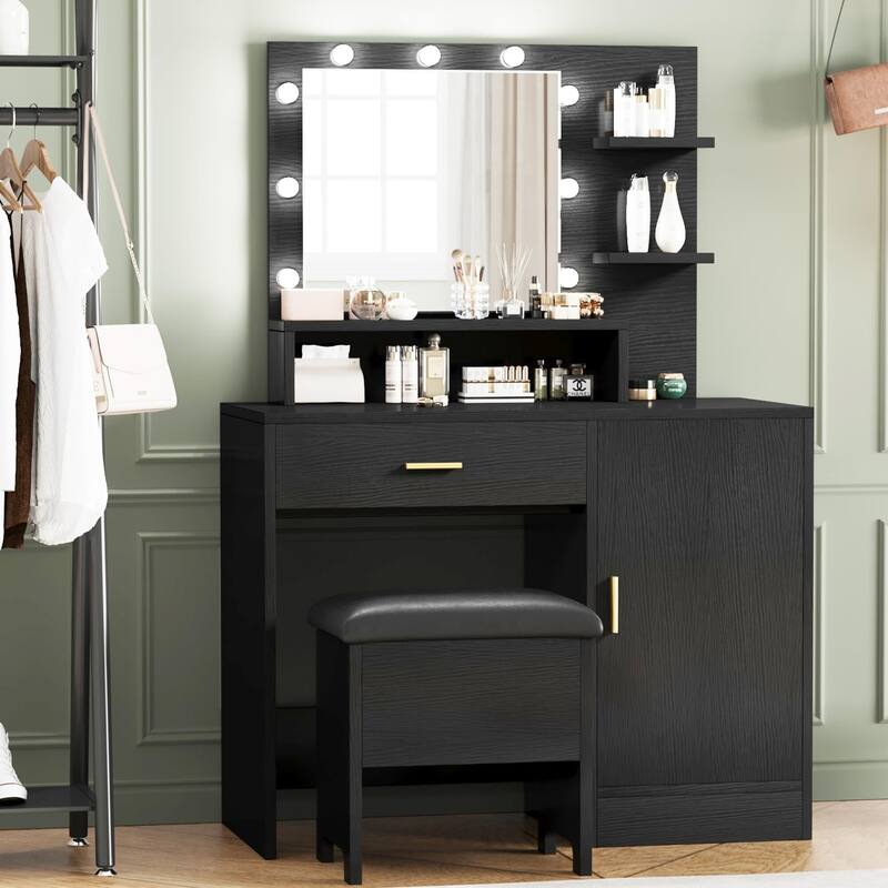Makeup Vanity Desk with Mirror & 9 LED Light Bulbs