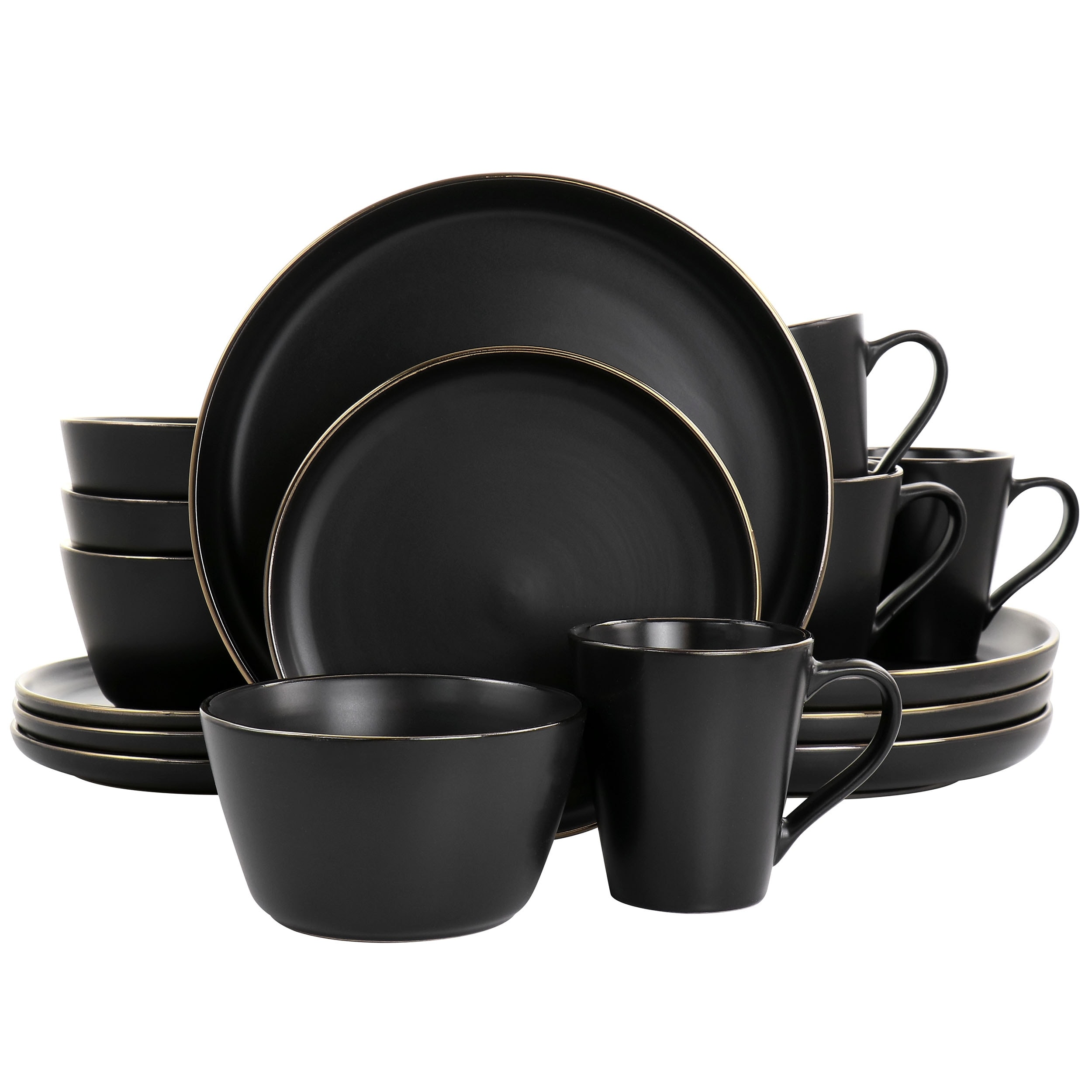 Stone by Mercer Project Katachi Stoneware 16-Piece Dinnerware Set, Grey