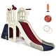 preview thumbnail 1 of 6, 6-In-1 Slide for Kids Toddler Climber Slide Playset w/ Basketball Hoop