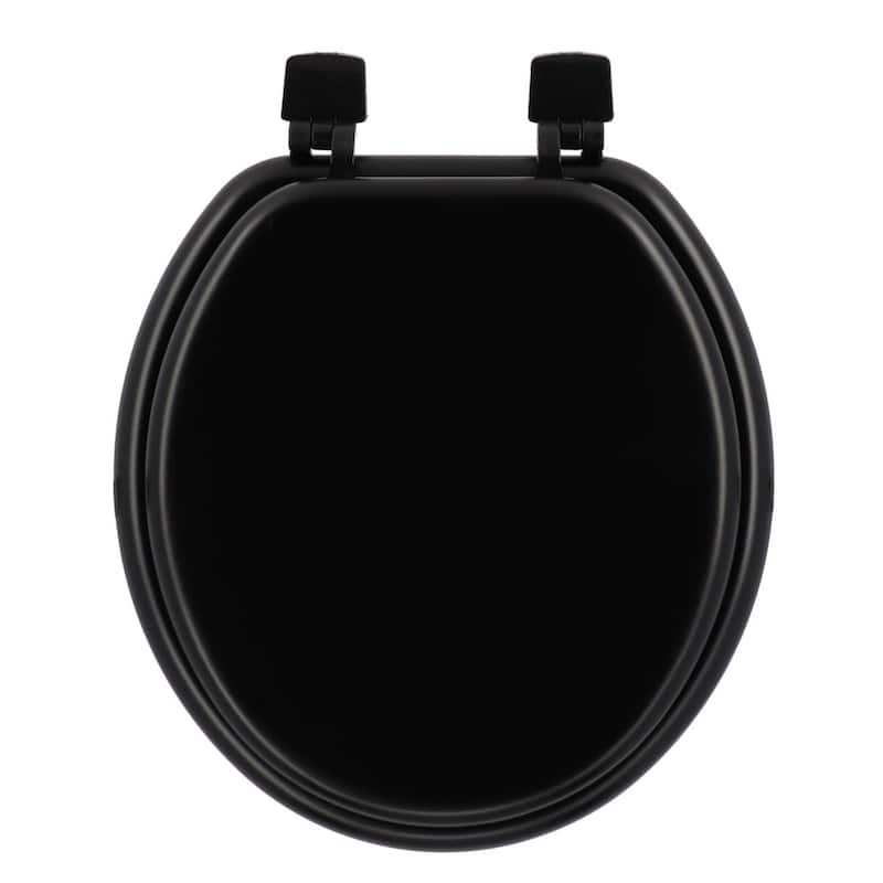 Round Molded Wood Toilet Seat 17 Inches - Black
