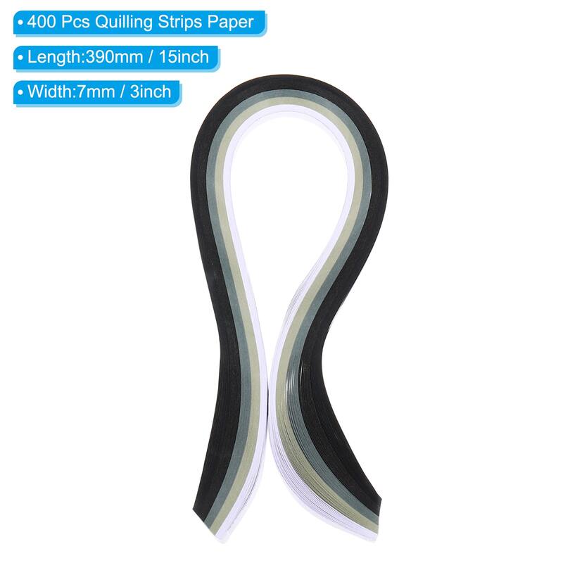 400 Pcs 390 x 7mm Rainbow Quilling Strips Paper - Gradient Gray
