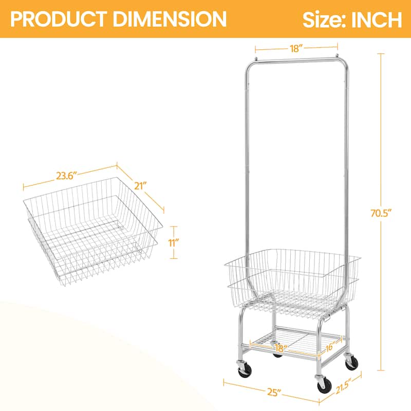 Yaheetech Commercial Laundry Cart Laundry Butler with Wheels
