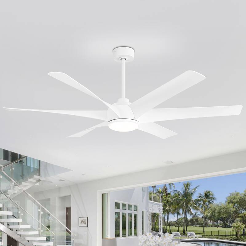 65 in. Integrated LED Indoor 6-Blade Ceiling Fan with Light and Remote Control Included - White