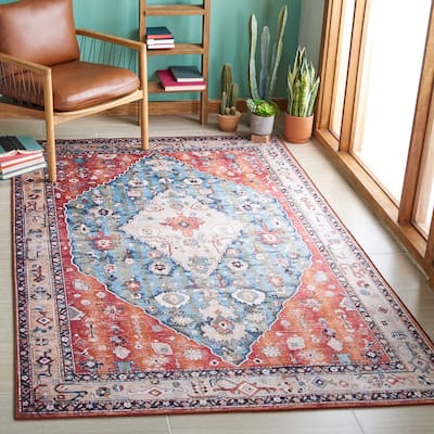 SAFAVIEH Tucson Machine Washable Slip Resistant Rosina Oriental Medallion