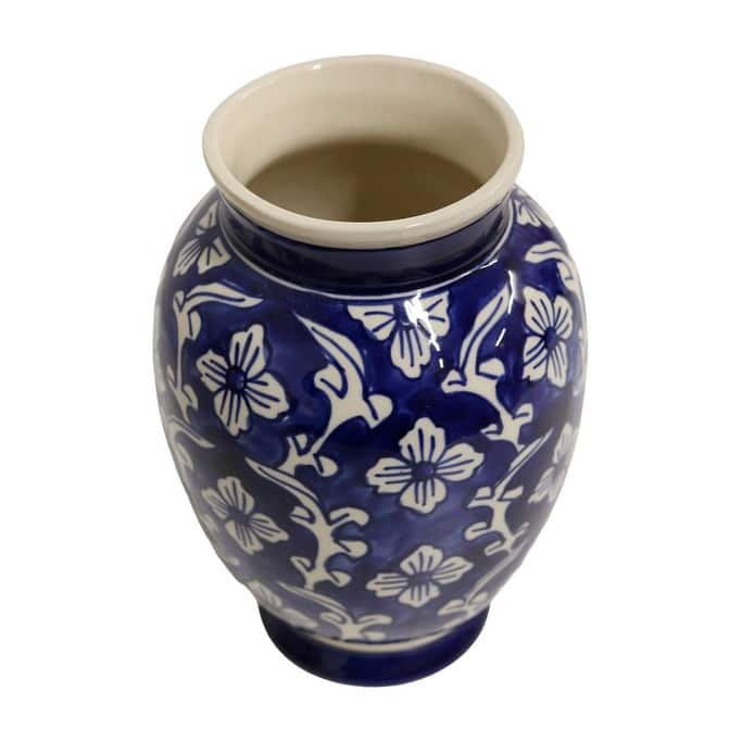 Home&Manor Classic Ceramic Vase Blue/White
