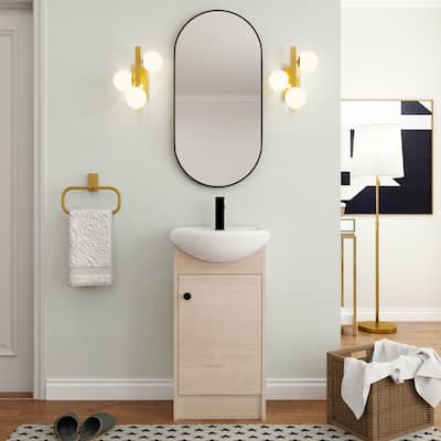 BNK 18 inch Freestanding/Floating Bathroom Vanity with Single Sink,Powder Room Vanity with Soft Close Door