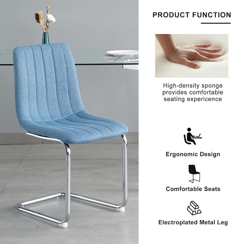 Modern Dining Chairs Set of 4, Bedroom Vanity Chair, Kitchen Breakfast Chairs, Upholstered Dining Chairs with Silver Metal Leg