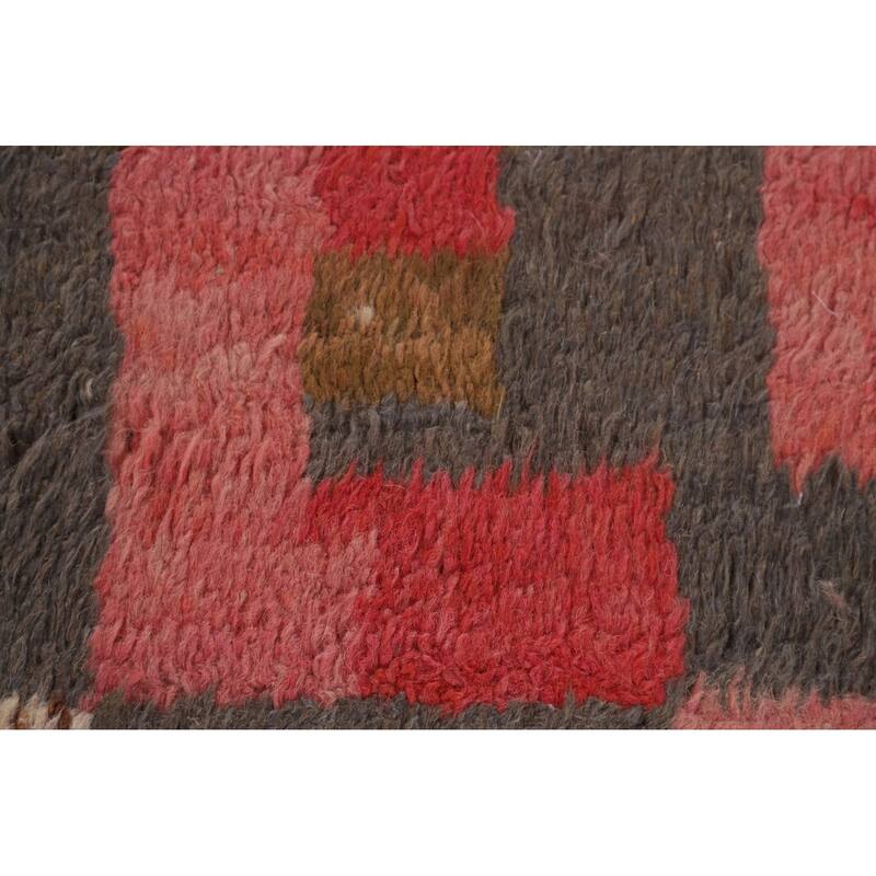 Checkered Moroccan Oriental Area Rug Hand-Knotted Wool Carpet - 7'11" x 10'0"