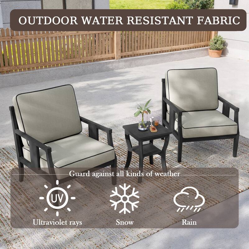 3-Piece Solid Teak Outdoor Patio Furniture Set Armchairs & Storage Table