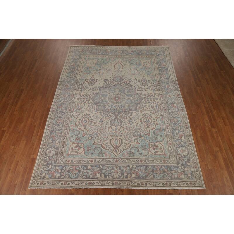 Floral Tabriz Persian Area Rug Hand-Knotted Traditional Wool Carpet - 8'1"x 11'1"