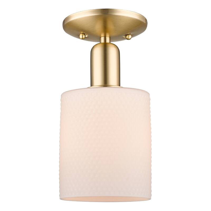 Innovations Lighting Endless Possibilities Arcadia - Cobbleskill - 1 Light 5" Semi-Flush Mount - Champagne Bronze/Matte White