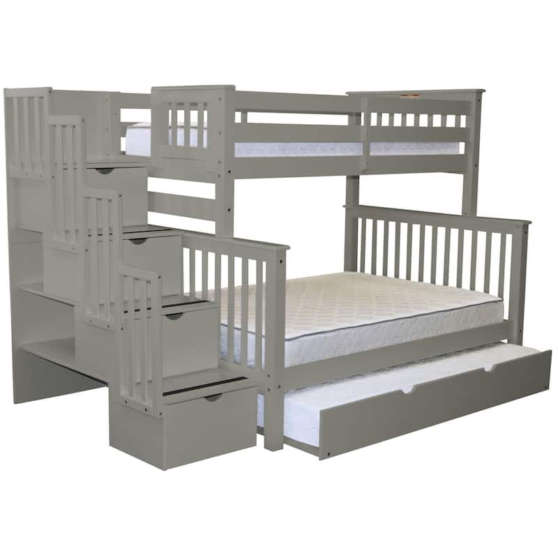 Taylor & Olive Trillium Twin over Full Stairway Bunk Bed, Full Trundle