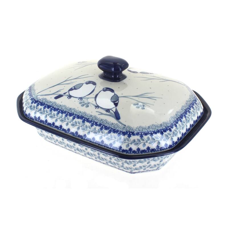 Blue Rose Polish Pottery 662 Ceramika Artystyczna Medium Covered Baker - Bluebird