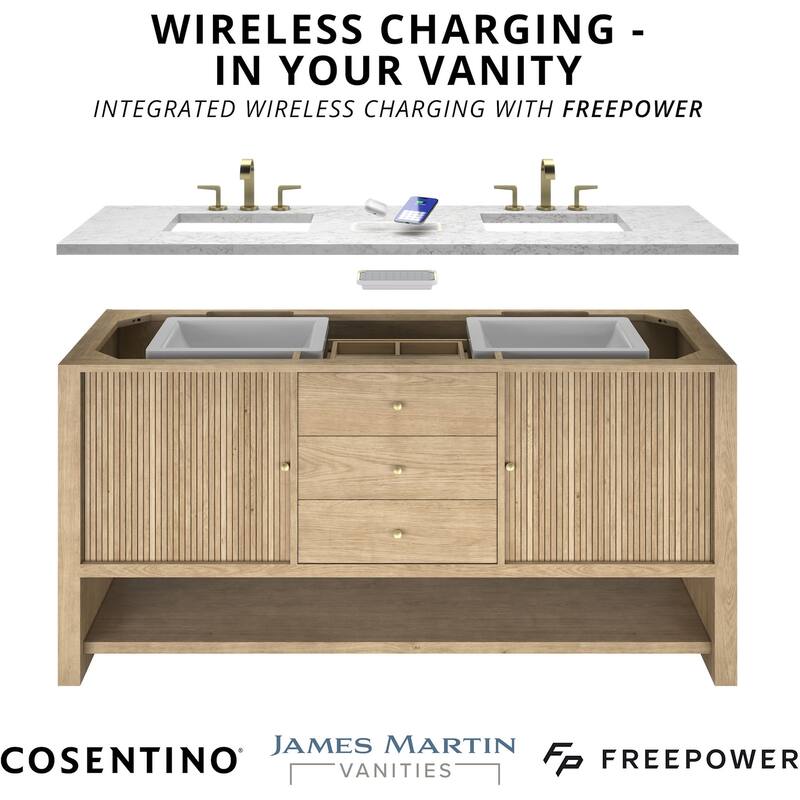 James Martin Vanities 670-V60D-FEJP Amberly 60" Wall Mounted or Free