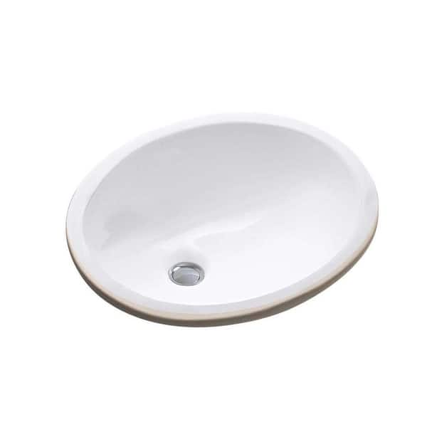 slide 2 of 3, Fine Fixtures White Oval Ceramic Undermount Sink - 15" x 12" - 15" x 12"