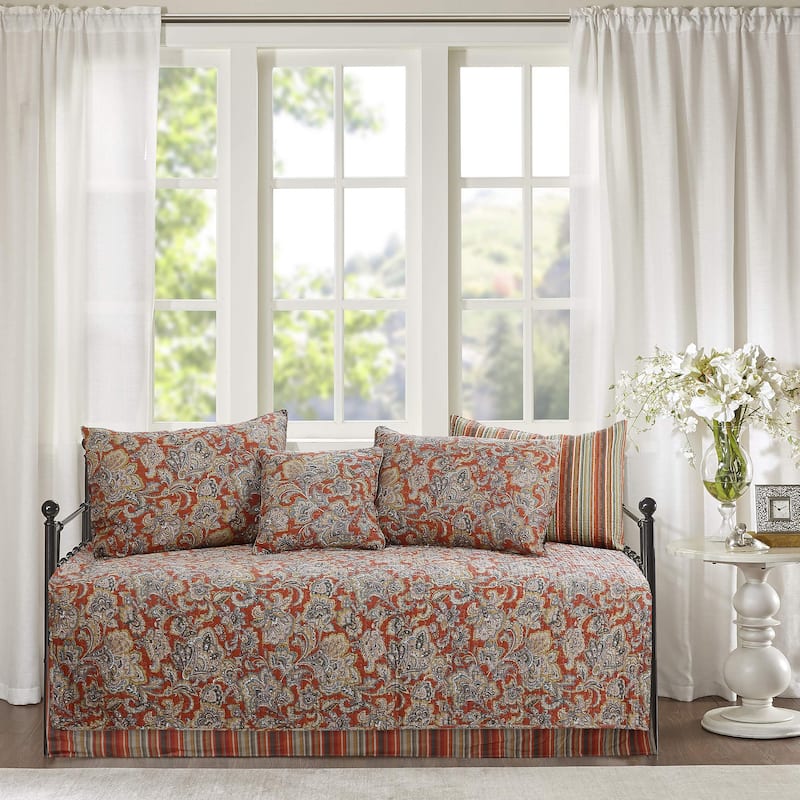 Cozy Line Vintage Rustic Bronze Country Paisley Fall 6 Piece Cotton Daybed Bedding Set