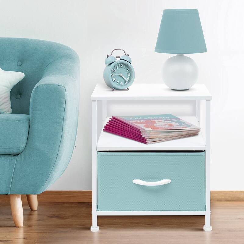 Nightstand 1-Drawer Shelf Storage - Bedside Furniture End Table Chest
